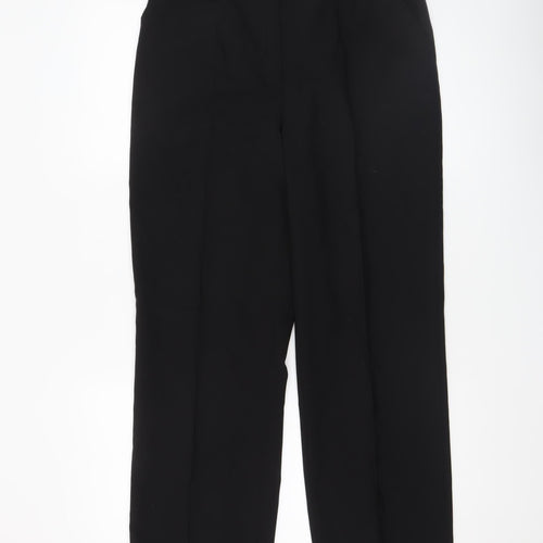Michèle Women’s Black Wool Blend Comfort Straight Leg Trousers Size 12