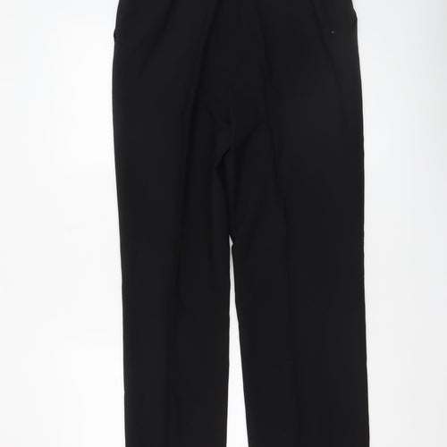 Michèle Women’s Black Wool Blend Comfort Straight Leg Trousers Size 12