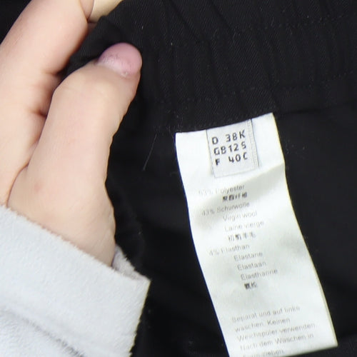 Michèle Women’s Black Wool Blend Comfort Straight Leg Trousers Size 12