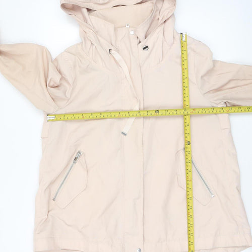 Zara Women Beige Hooded Anorak Jacket Size 12 Lightweight Casual