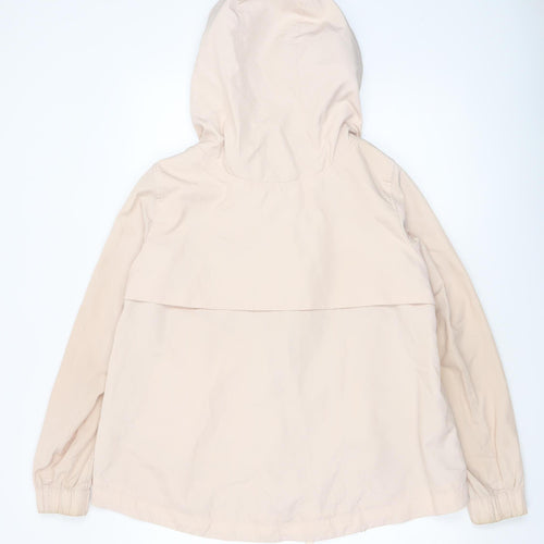 Zara Women Beige Hooded Anorak Jacket Size 12 Lightweight Casual