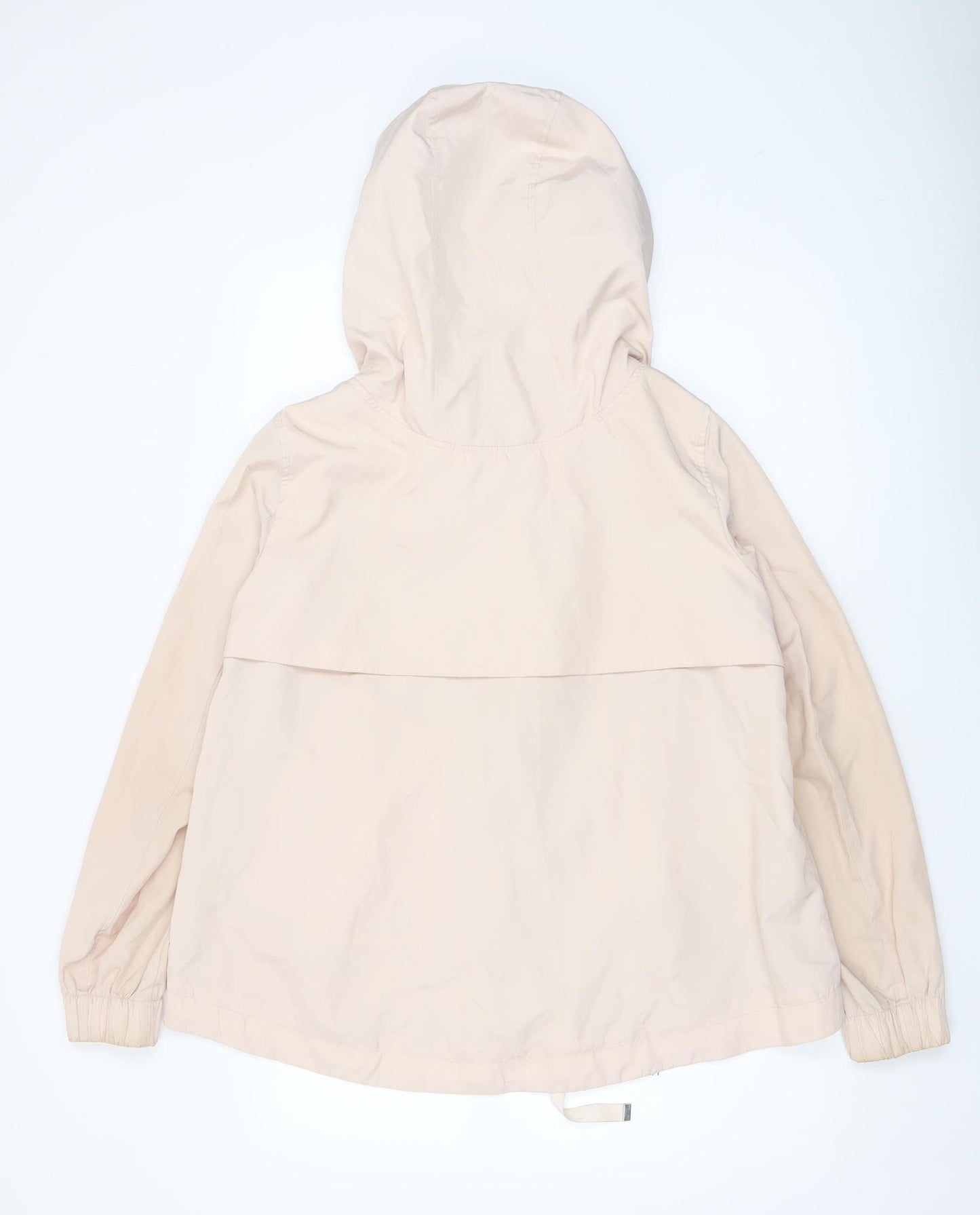 Zara Women Beige Hooded Anorak Jacket Size 12 Lightweight Casual