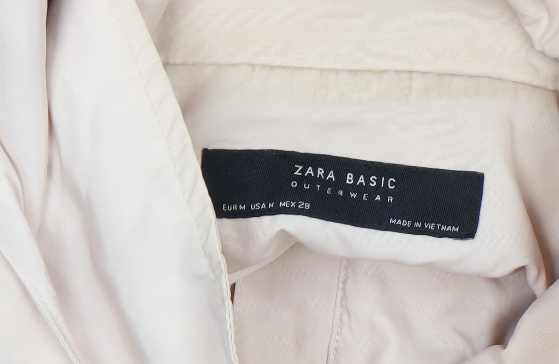 Zara Women Beige Hooded Anorak Jacket Size 12 Lightweight Casual