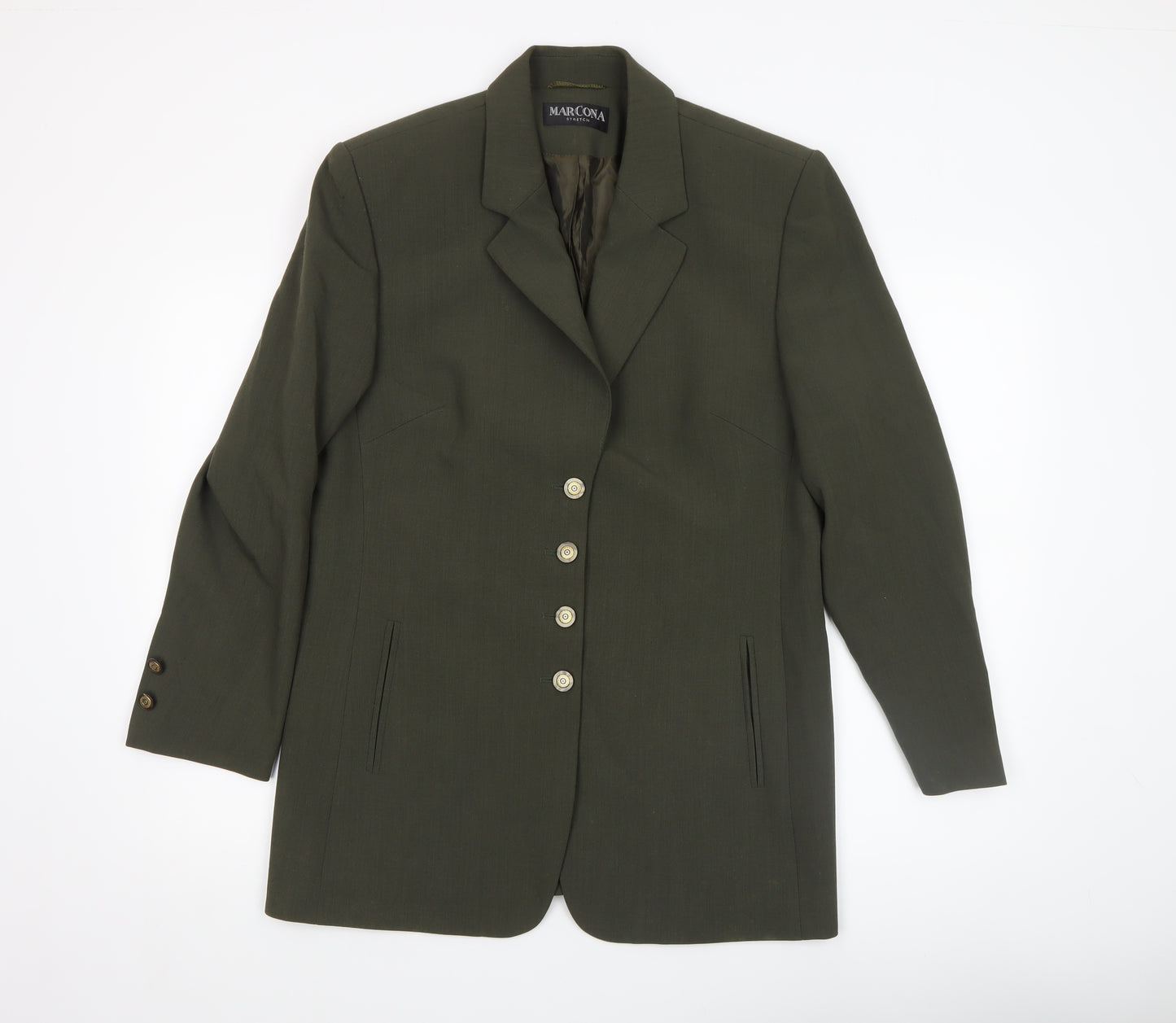 Marcona Women’s Green Wool Blend Stretch Blazer Jacket Size 12
