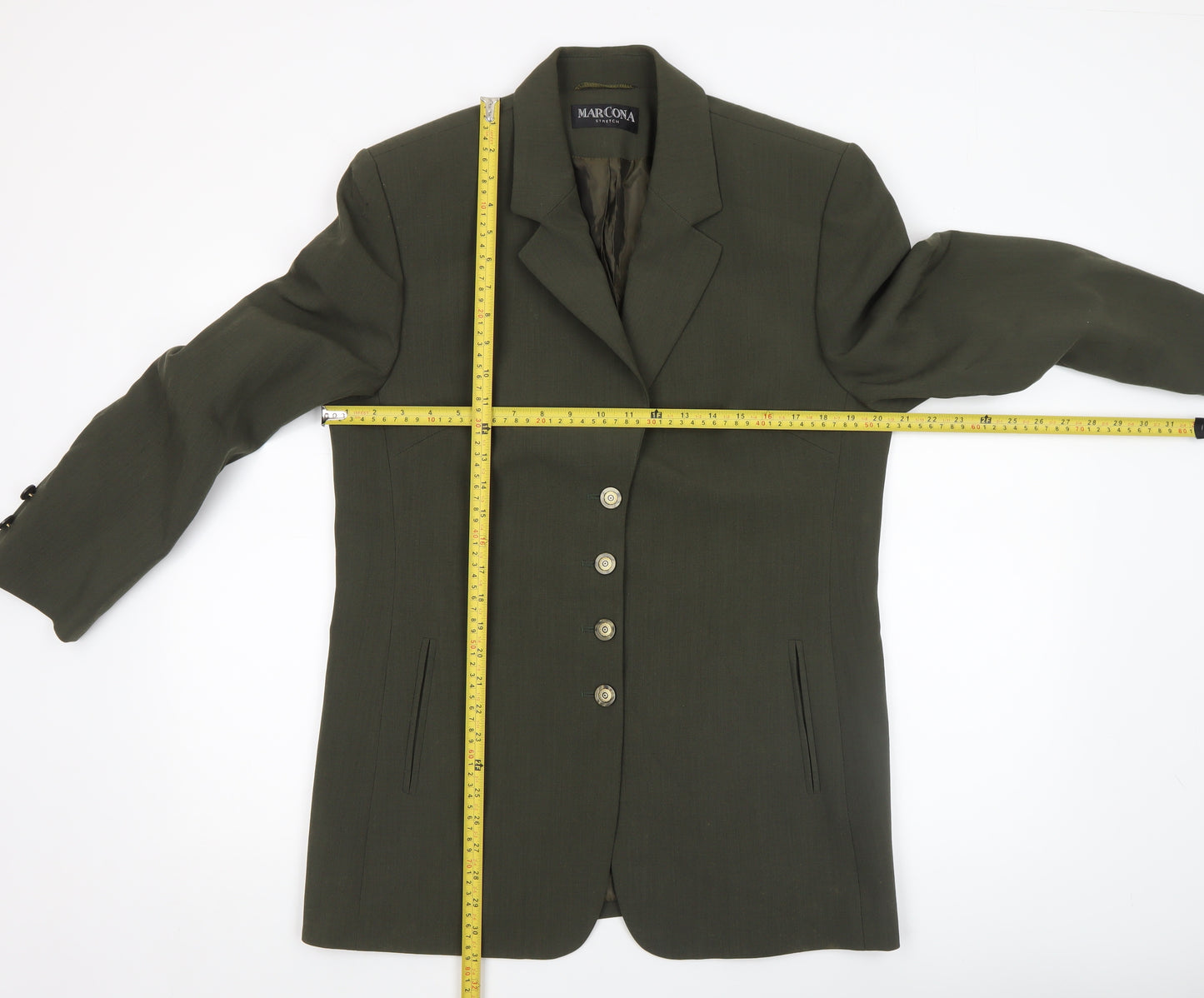 Marcona Women’s Green Wool Blend Stretch Blazer Jacket Size 12