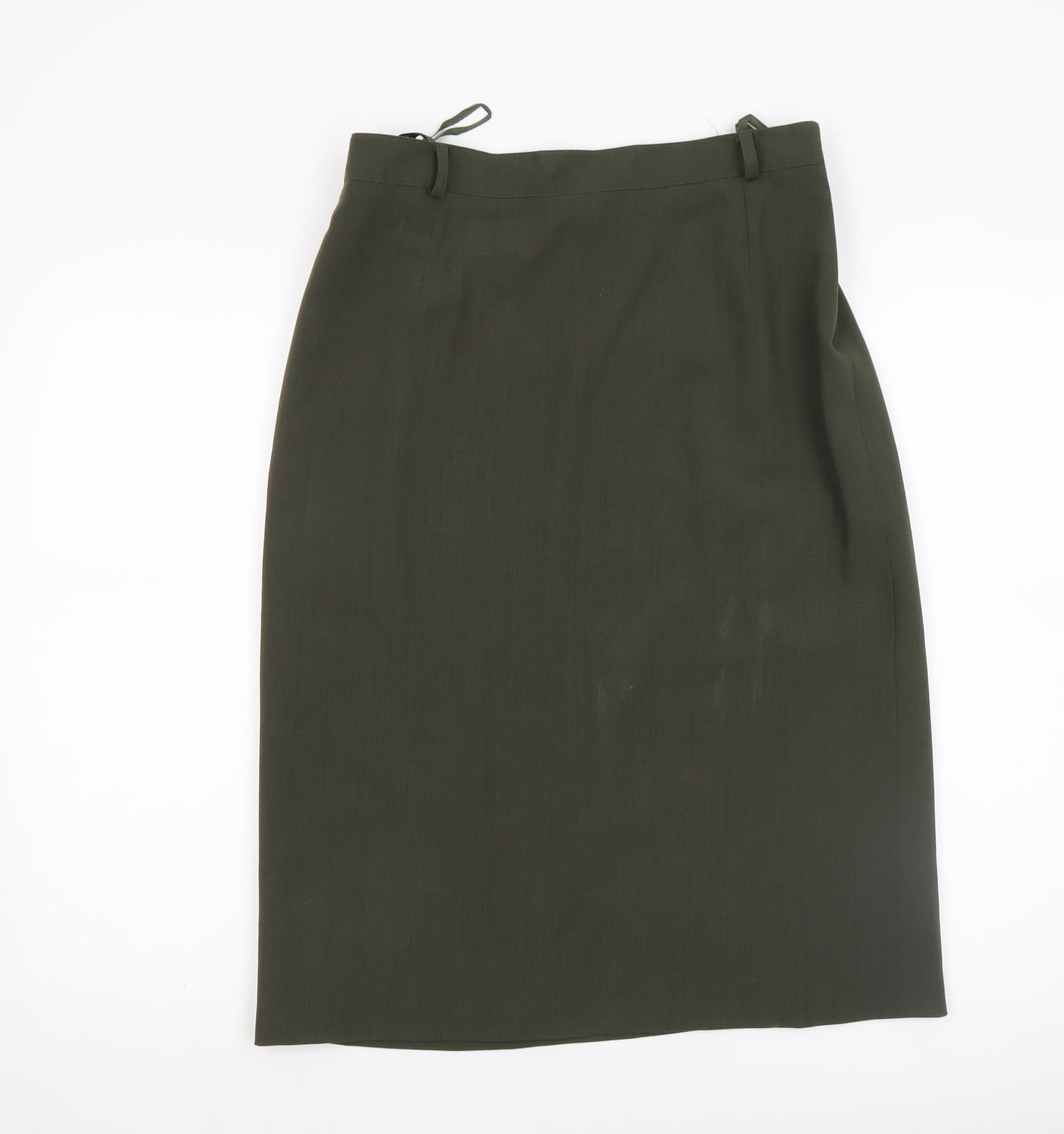 Marcona Womens Green Knee Length Pencil Skirt Size 12 Wool Blend Workwear