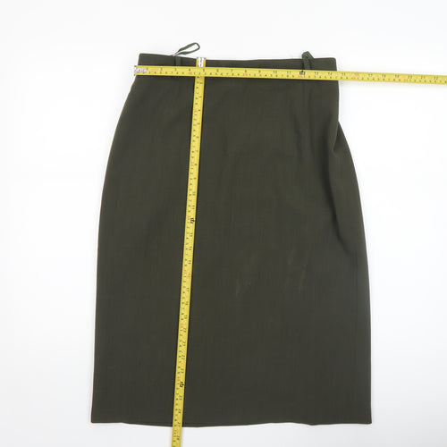 Marcona Womens Green Knee Length Pencil Skirt Size 12 Wool Blend Workwear