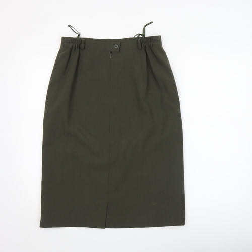 Marcona Womens Green Knee Length Pencil Skirt Size 12 Wool Blend Workwear