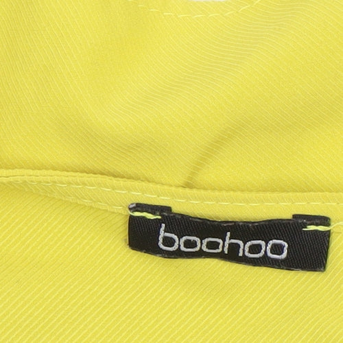 Boohoo Women Yellow Wrap Tie Blouse Long Sleeve Size 8