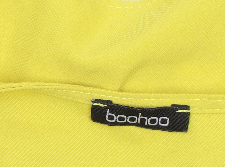Boohoo Women Yellow Wrap Tie Blouse Long Sleeve Size 8