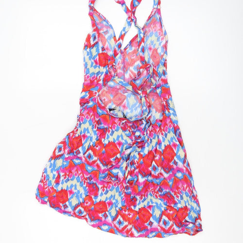Zara Women Multicoloured Size 10 Bohemian Sleeveless Ruffle Slip Dress
