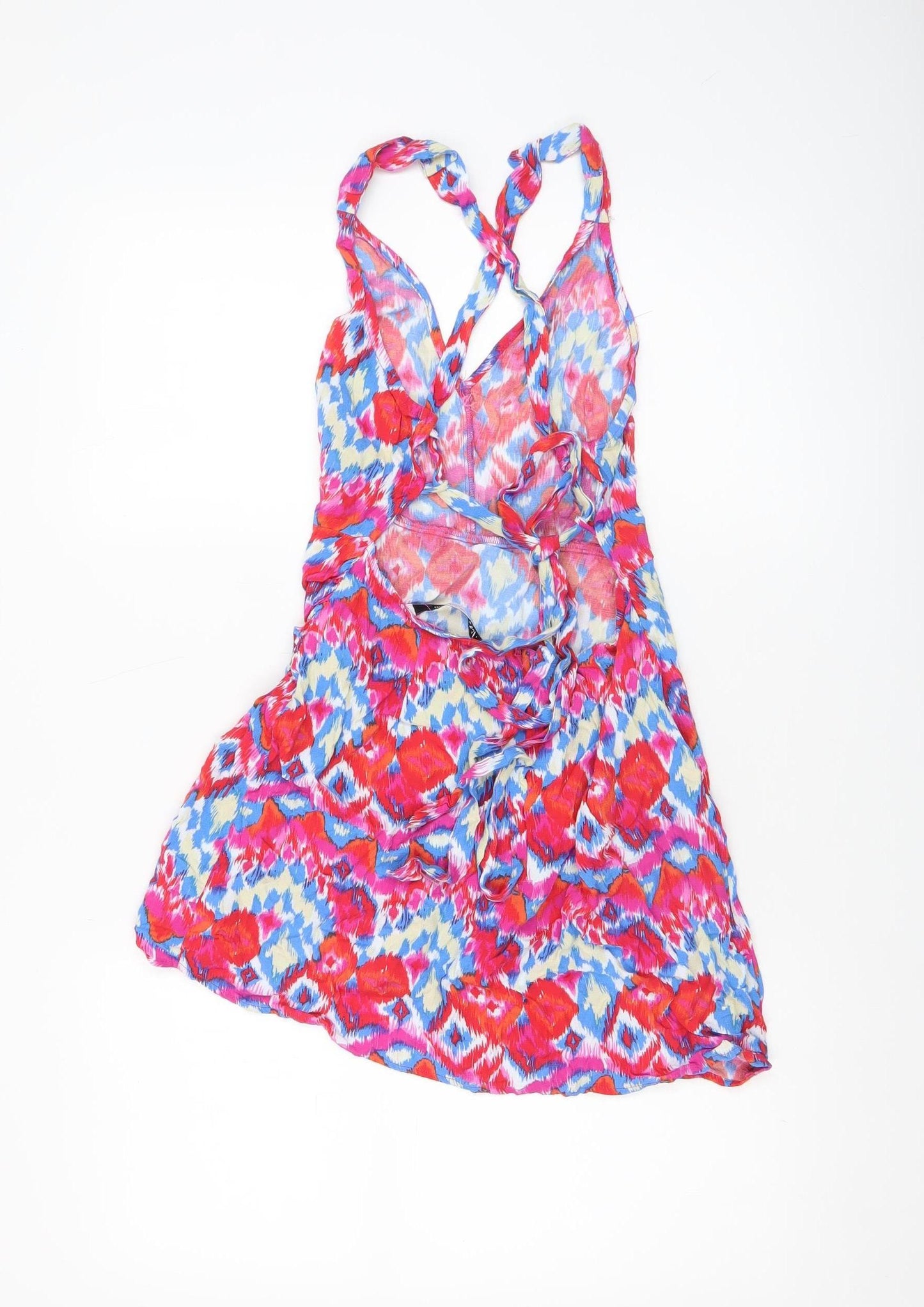 Zara Women Multicoloured Size 10 Bohemian Sleeveless Ruffle Slip Dress