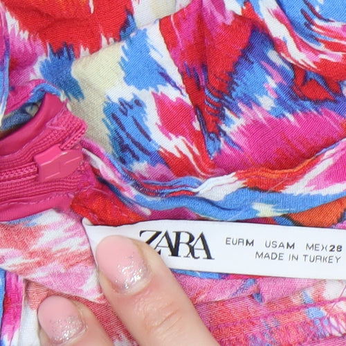 Zara Women Multicoloured Size 10 Bohemian Sleeveless Ruffle Slip Dress