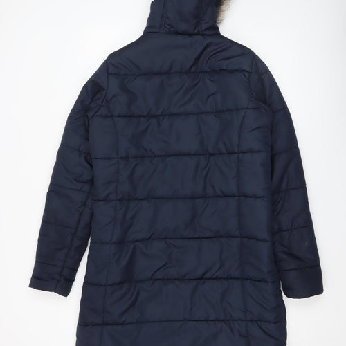 Regatta Women's Blue Long Puffer Coat Hooded Size 12