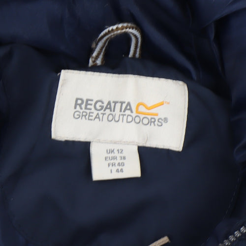 Regatta Women's Blue Long Puffer Coat Hooded Size 12