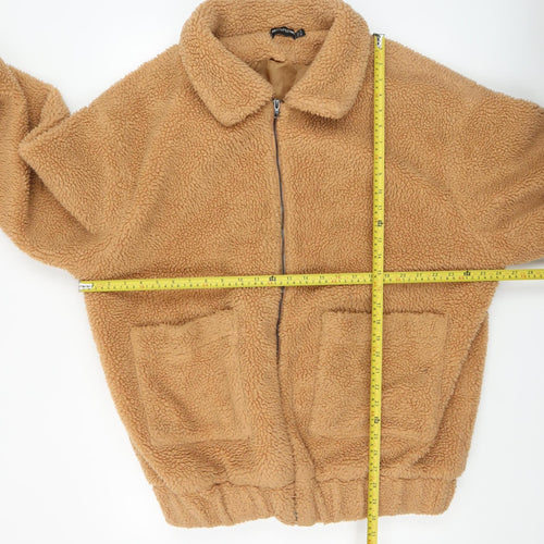 PrettyLittleThing Women’s Beige Fleece Bomber Jacket Size 10