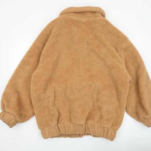 PrettyLittleThing Women’s Beige Fleece Bomber Jacket Size 10