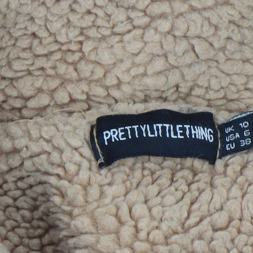 PrettyLittleThing Women’s Beige Fleece Bomber Jacket Size 10