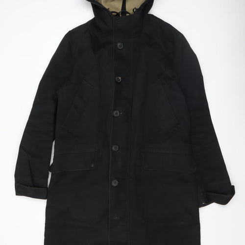 Jigsaw Women’s Black Cotton Hooded Parka Coat Size M