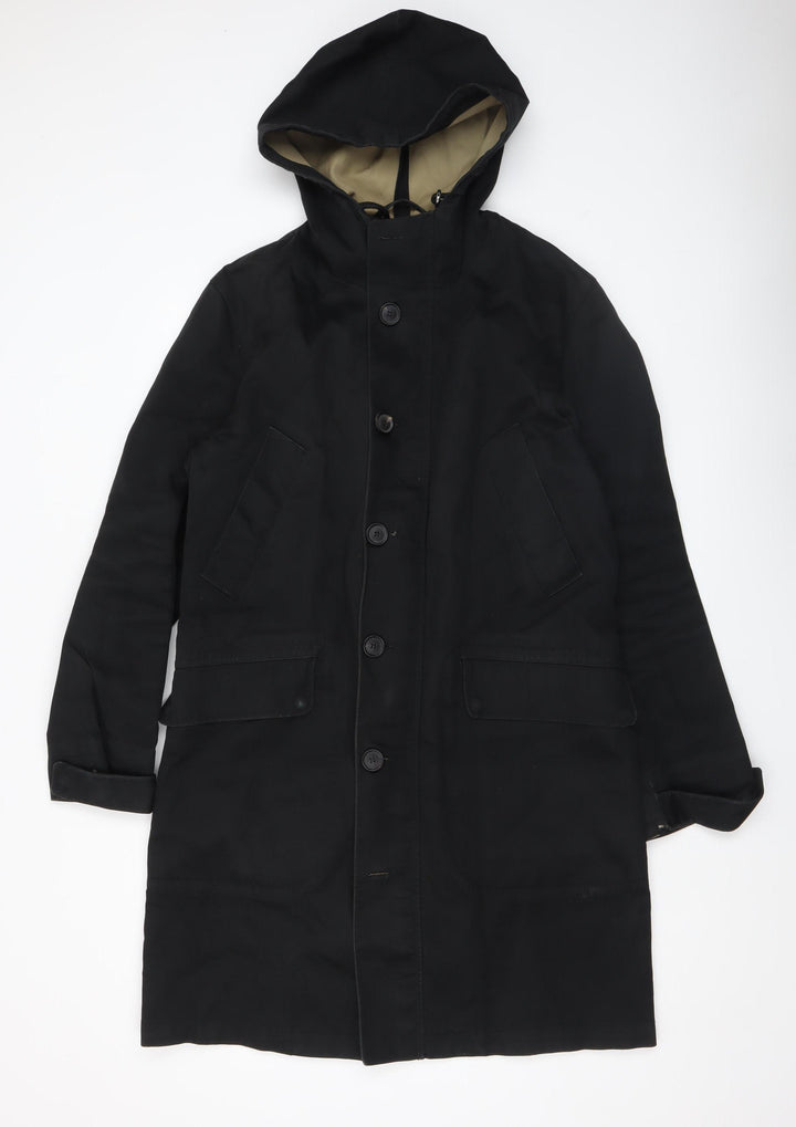 Jigsaw Women’s Black Cotton Hooded Parka Coat Size M
