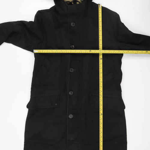 Jigsaw Women’s Black Cotton Hooded Parka Coat Size M