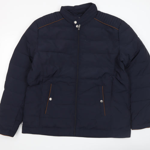Armand Thiery Men's Blue 3XL Puffer Jacket with Stand Collar