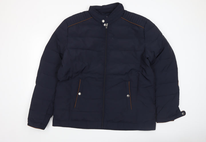 Armand Thiery Men's Blue 3XL Puffer Jacket with Stand Collar