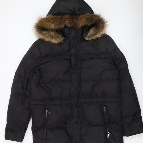 Marc New York Andrew Marc Men's Black M Puffer Jacket with Faux Fur Hood