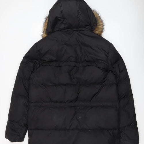 Marc New York Andrew Marc Men's Black M Puffer Jacket with Faux Fur Hood