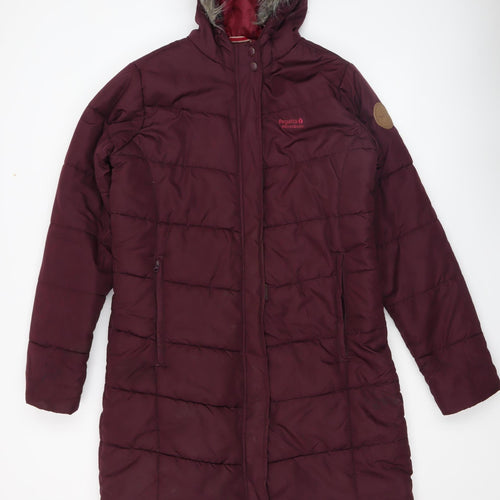 Regatta Women's Red Long Hooded Puffer Coat Size 14