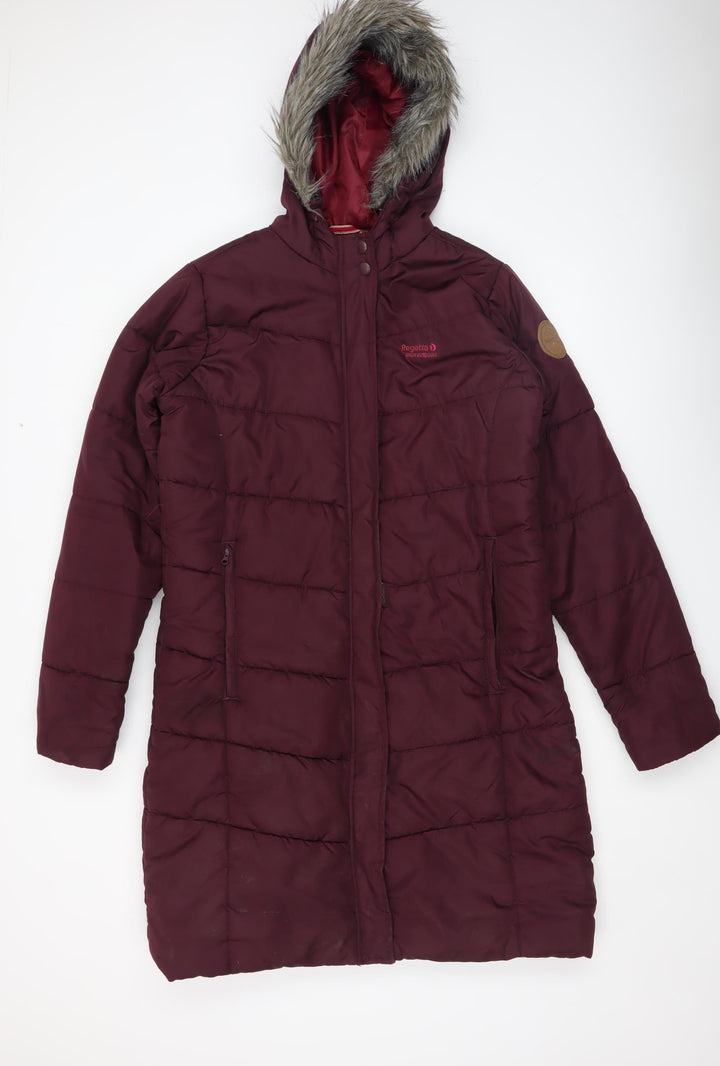 Regatta Women's Red Long Hooded Puffer Coat Size 14