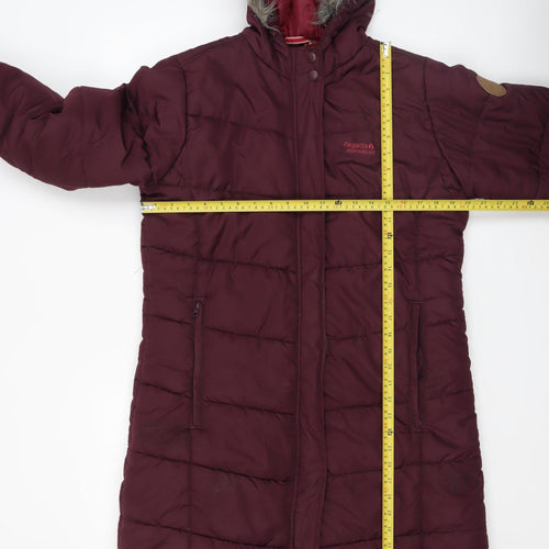 Regatta Women's Red Long Hooded Puffer Coat Size 14