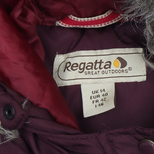 Regatta Women's Red Long Hooded Puffer Coat Size 14