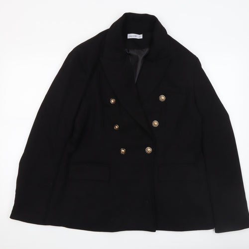 Gallery Women’s Black Double-Breasted Blazer UK 16 Peak Lapel Jacket