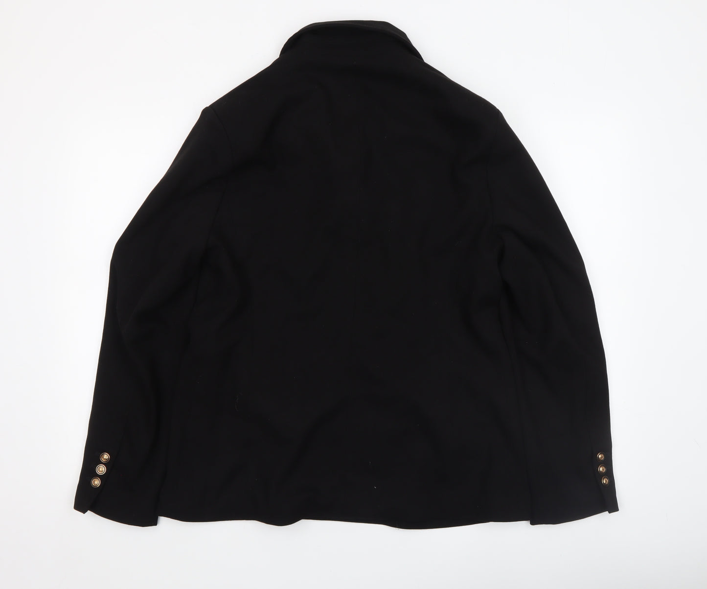 Gallery Women’s Black Double-Breasted Blazer UK 16 Peak Lapel Jacket