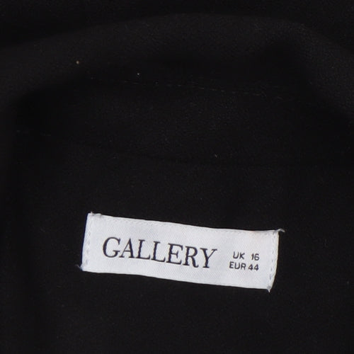 Gallery Women’s Black Double-Breasted Blazer UK 16 Peak Lapel Jacket