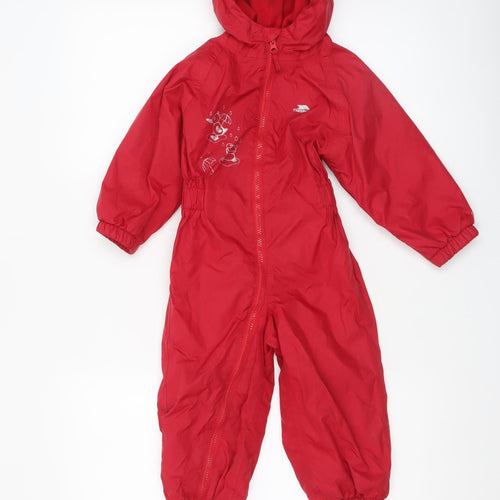 Trespass Unisex Baby Red Waterproof Hooded Snowsuit 18-24 Months