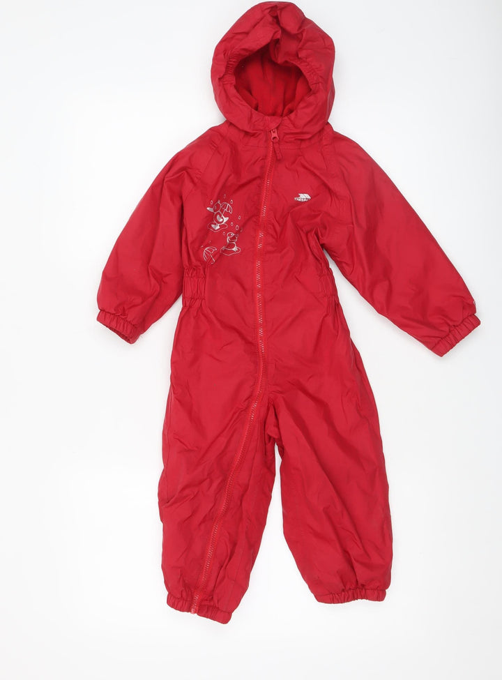 Trespass Unisex Baby Red Waterproof Hooded Snowsuit 18-24 Months