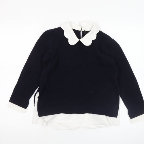 Ted Baker Women's Navy Blue Collared Knit Pullover Jumper Size 14
