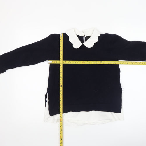 Ted Baker Women's Navy Blue Collared Knit Pullover Jumper Size 14