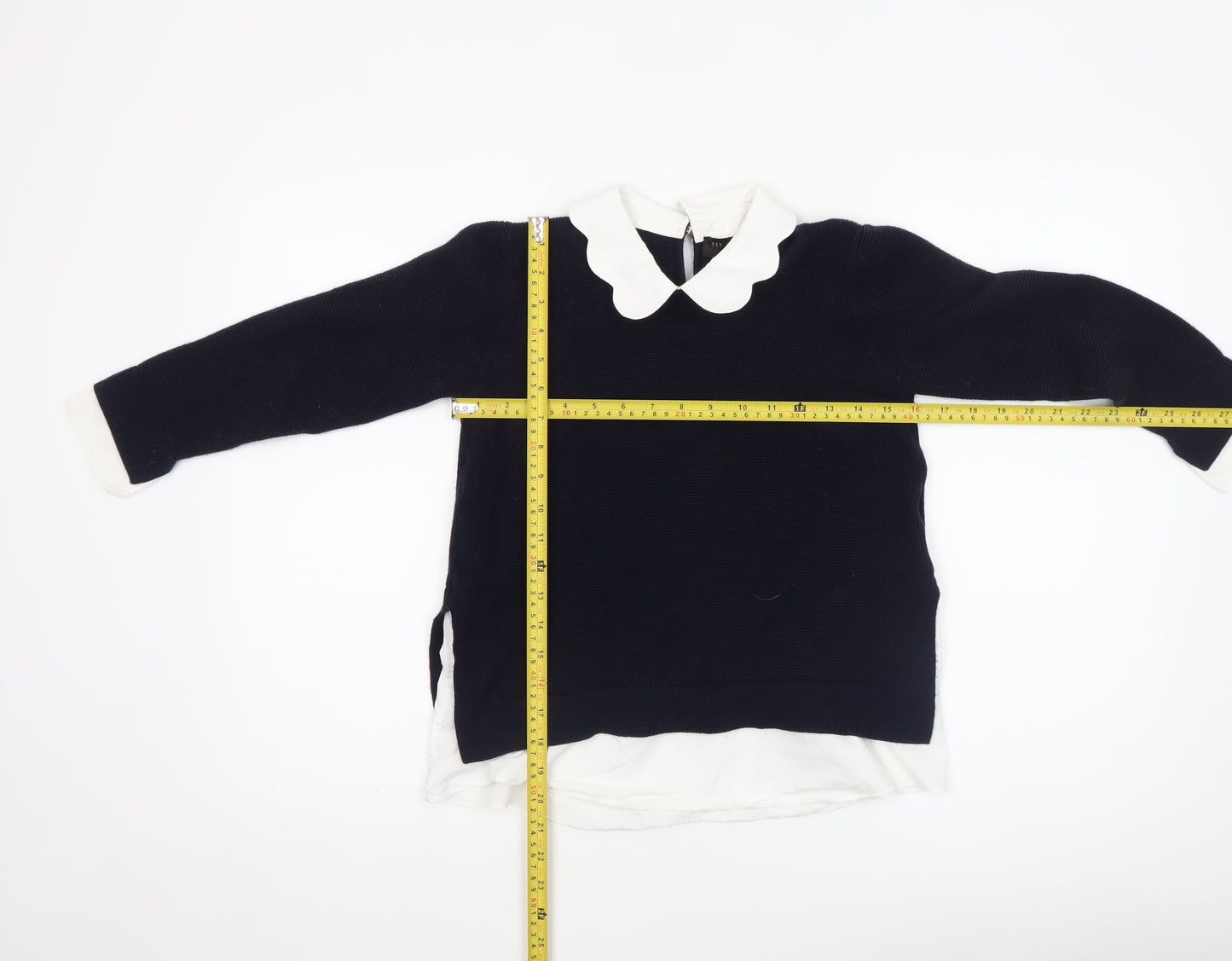 Ted Baker Women's Navy Blue Collared Knit Pullover Jumper Size 14