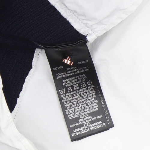 Ted Baker Women's Navy Blue Collared Knit Pullover Jumper Size 14