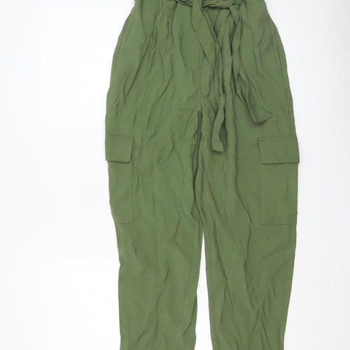 Dunnes Women’s Green High Waist Belted Cargo Trousers Size 8