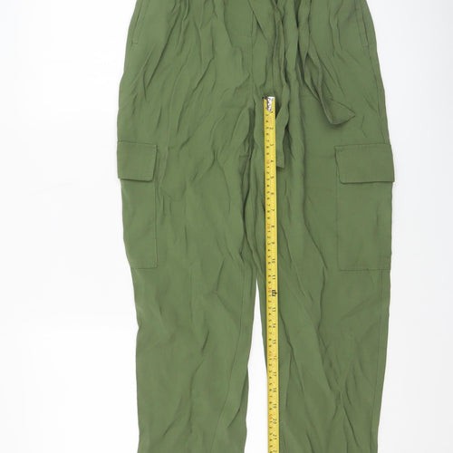Dunnes Women’s Green High Waist Belted Cargo Trousers Size 8