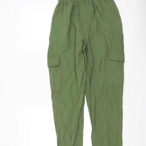 Dunnes Women’s Green High Waist Belted Cargo Trousers Size 8