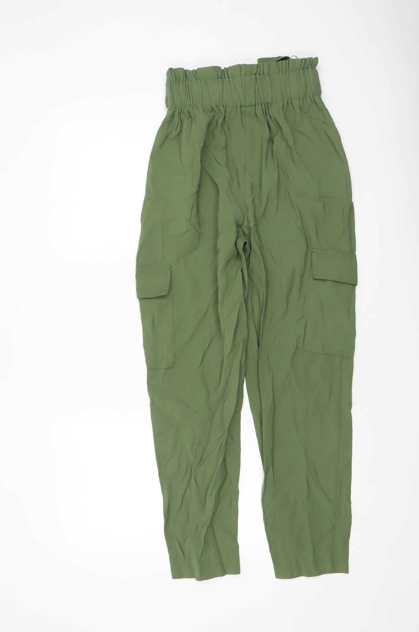 Dunnes Women’s Green High Waist Belted Cargo Trousers Size 8
