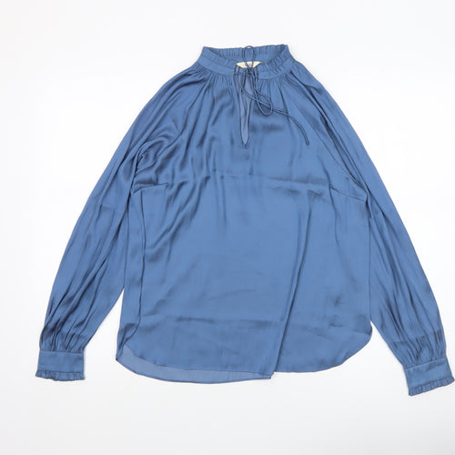 Hush Women Blue Long Sleeve Tunic Blouse Size 4 Relaxed Fit