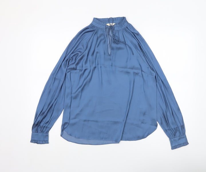 Hush Women Blue Long Sleeve Tunic Blouse Size 4 Relaxed Fit