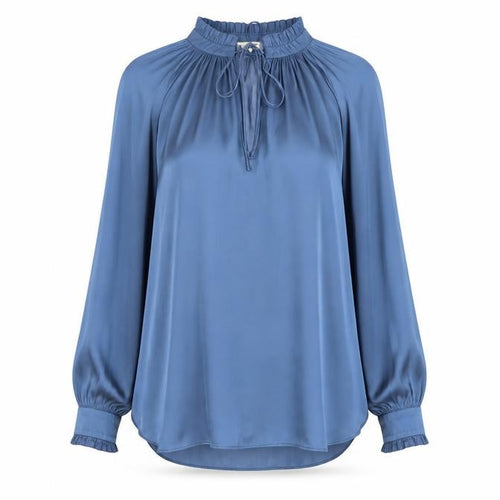 Hush Women Blue Long Sleeve Tunic Blouse Size 4 Relaxed Fit