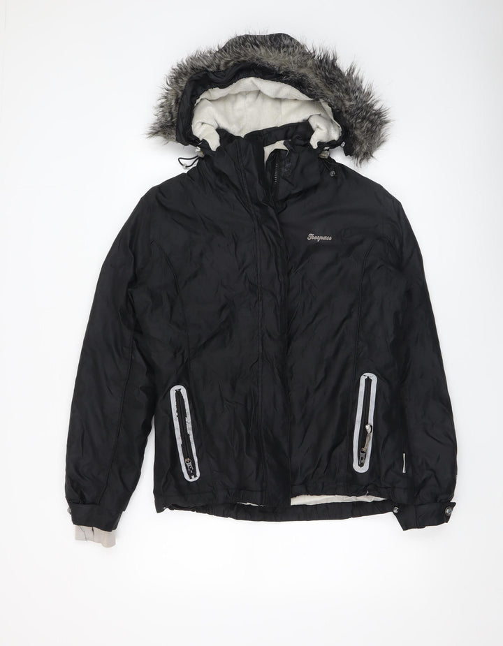 Trespass Women's Black Medium Waterproof Fur Trim Hooded Parka Jacket